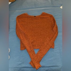 Ribbed Long Sleeve Fitted Crop Top